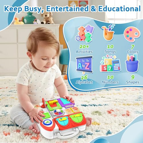 Toddler Toys for 1-2 Year Old Boy, Musical Montessori Busy Board, Early Educational Toy for Toddlers 1-3, Motor Skills Developmental Toy for 12-18 Month Age, Birthday Gift for 1+ Year Old Boy Girl - 2