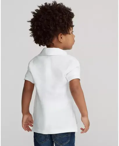 Toddler va kichkina o'g'il bolalar uchun paxta mesh polosi - Oq - 4