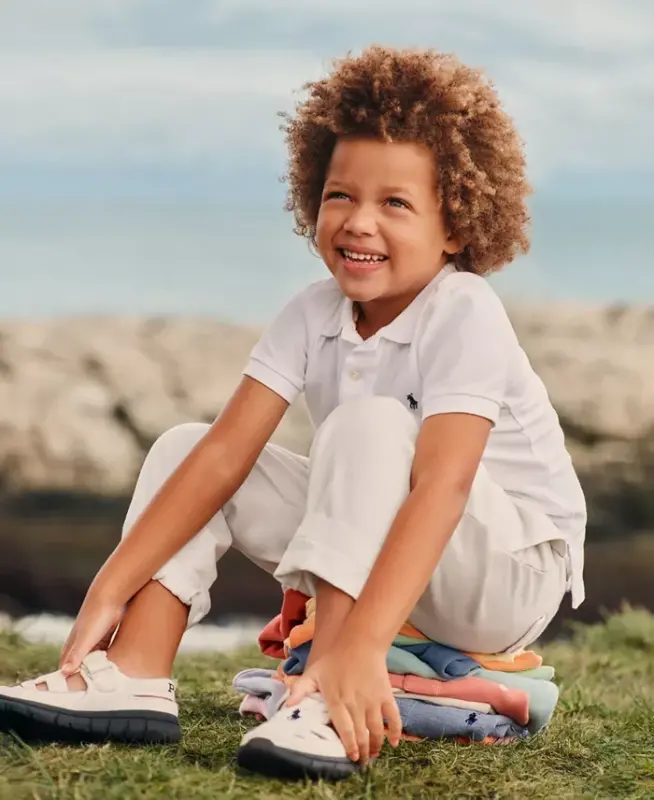 Toddler va kichkina o'g'il bolalar uchun paxta mesh polosi - Oq - 7