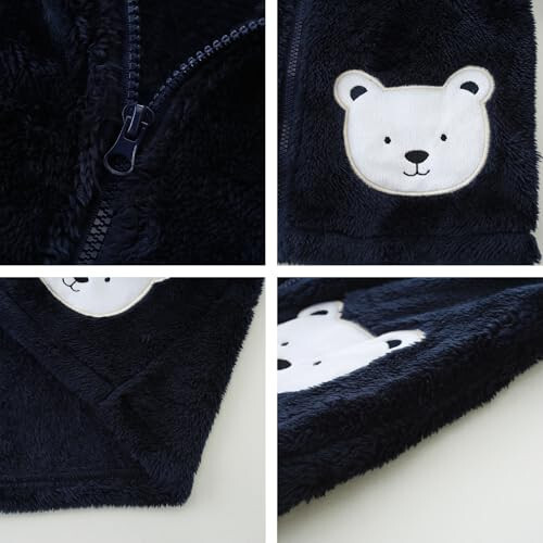 Toddler Winter Coat Fleece Zip up Hooded Bear Ears Warm Fuzzy Baby Kids Jacket Outerwear Sweater - 5