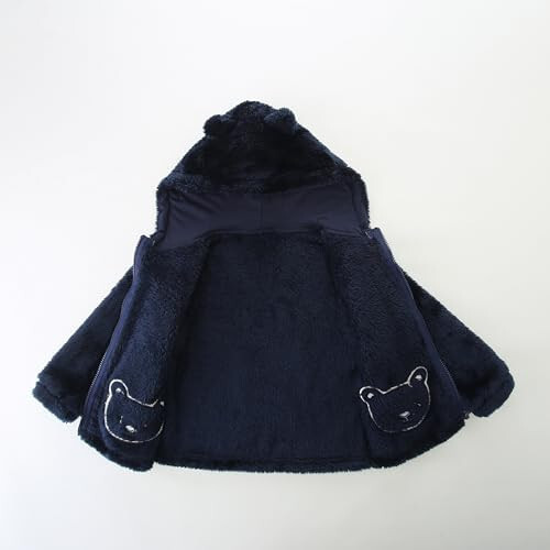 Toddler Winter Coat Fleece Zip up Hooded Bear Ears Warm Fuzzy Baby Kids Jacket Outerwear Sweater - 6