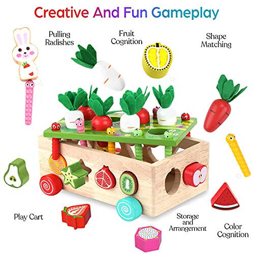 Toddlers Montessori Wooden Educational Toys for Baby Boys Girls Age 1 2 3 Year Old, Shape Sorting Toys 1st One First Birthday Girl Gifts for Kids 1-3, Wood Preschool Learning Fine Motor Skills Game - 3