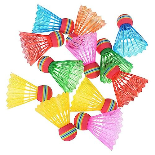 Toddmomy 12pcs Nylon Badminton Shuttlecocks Birdies,Plastic Colorful Training Badminton Birdies Balls Hitting Practice for Youth Players Indoor and Outdoor,Random Color - 1