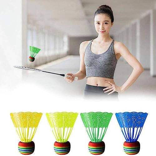 Toddmomy 12pcs Nylon Badminton Shuttlecocks Birdies,Plastic Colorful Training Badminton Birdies Balls Hitting Practice for Youth Players Indoor and Outdoor,Random Color - 3