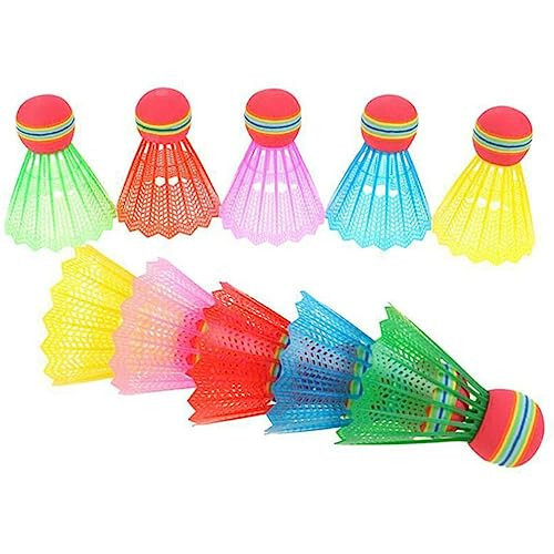 Toddmomy 12pcs Nylon Badminton Shuttlecocks Birdies,Plastic Colorful Training Badminton Birdies Balls Hitting Practice for Youth Players Indoor and Outdoor,Random Color - 5