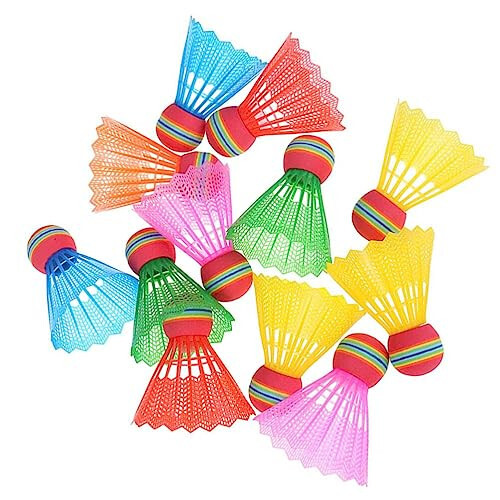 Toddmomy 12pcs Nylon Badminton Shuttlecocks Birdies,Plastic Colorful Training Badminton Birdies Balls Hitting Practice for Youth Players Indoor and Outdoor,Random Color - 6