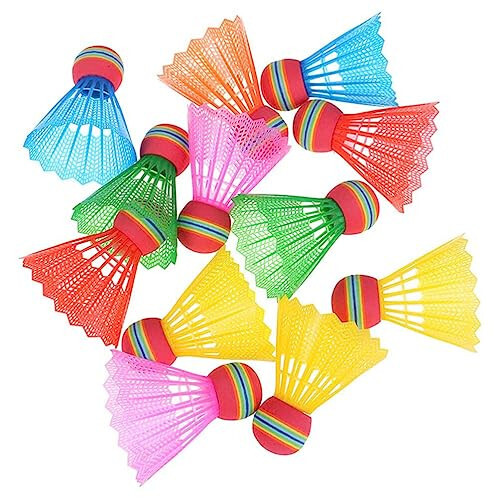 Toddmomy 12pcs Nylon Badminton Shuttlecocks Birdies,Plastic Colorful Training Badminton Birdies Balls Hitting Practice for Youth Players Indoor and Outdoor,Random Color - 7