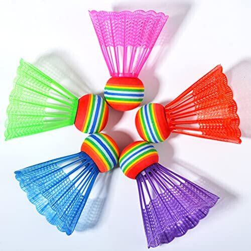 Toddmomy 24pcs Nylon Badminton Shuttlecocks Birdies,Colorful Birdies Balls Plastic Training Badminton for Kids Adult Exercise Training Accessories,Random Color - 6
