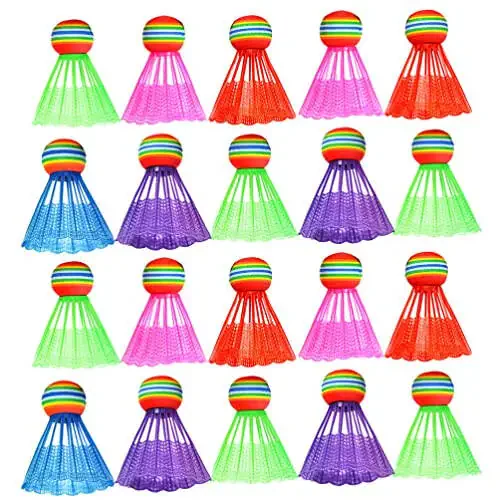 Toddmomy 24pcs Nylon Badminton Shuttlecocks Birdies, Colorful Birdies Balls Plastic Training Badminton for Kids Adult Exercise Training Accessories, Random Color - 1