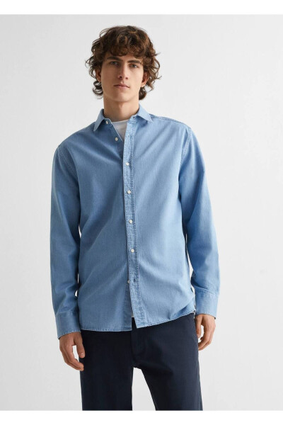 To'g'ri kesilgan denim ko'ylak - MANGO TEEN