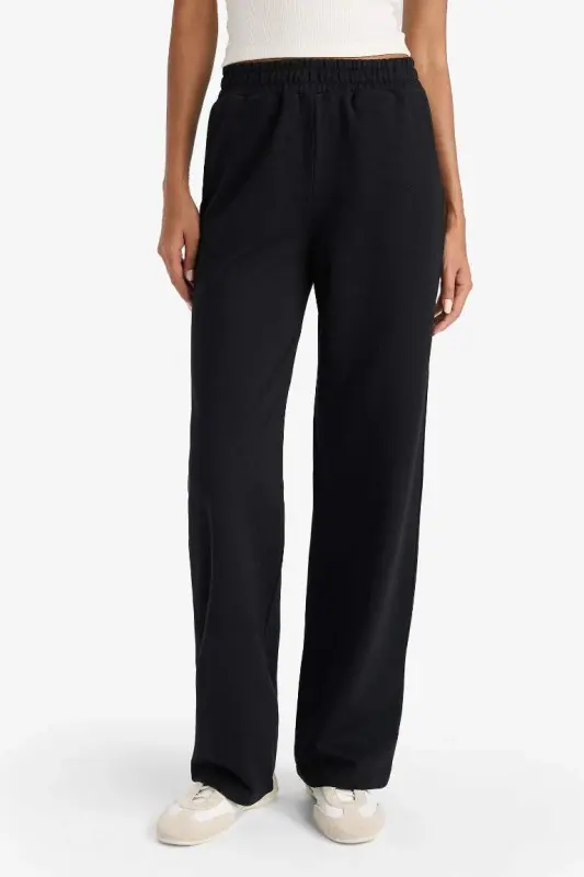 To‘g‘ri kesimli cho‘ntakli elastik bel sport shimi - Qora - 4