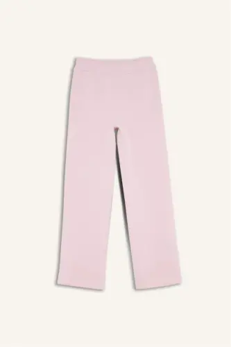 Toʻgʻri kesimli, qalin, qishki sport shimi choʻntakli, bel qismi rezinkali, oddiy, tekis, baland belli, keng, keng paqli - Ochiq pushti - 6