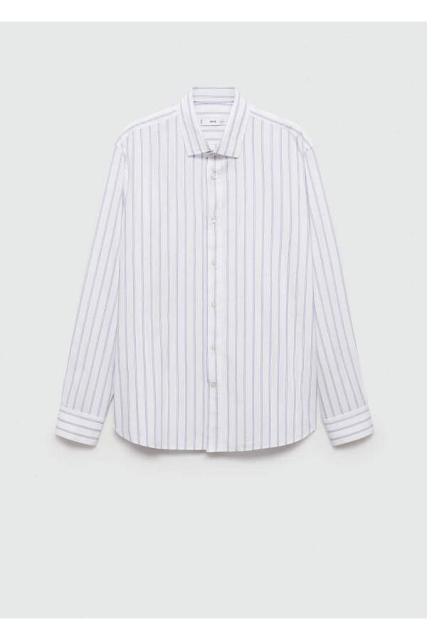 To'g'ri qirqimdagi paxtadan tikilgan chiziqli ko'ylak - 3