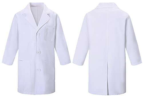 TOGROP 4Pcs Doctor Scientist Lab Costume for Kids Role Play Thick White Coat Birthday Party Gift 2-12 Years - 4