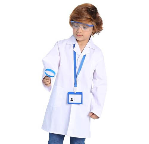 TOGROP 4Pcs Doctor Scientist Lab Costume for Kids Role Play Thick White Coat Birthday Party Gift 2-12 Years - 3