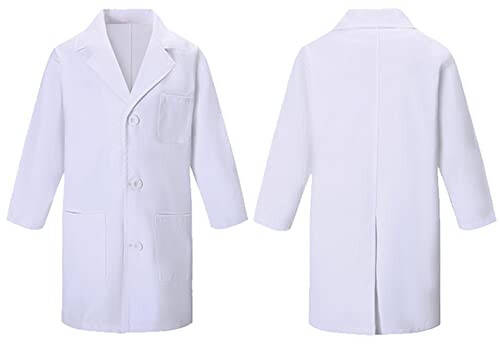 TOGROP 4Pcs Doctor Scientist Lab Costume for Kids Role Play Thick White Coat Birthday Party Gift 2-12 Years - 4