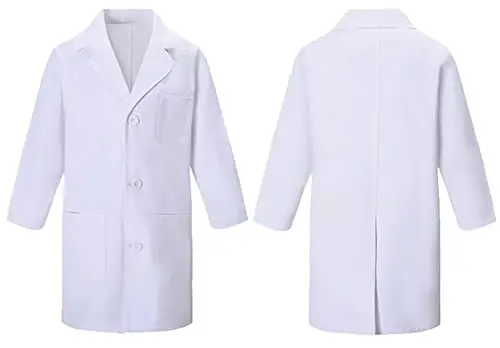 TOGROP 4Pcs Doctor Scientist Lab Costume for Kids Role Play Thick White Coat Birthday Party Gift 2-12 Years 