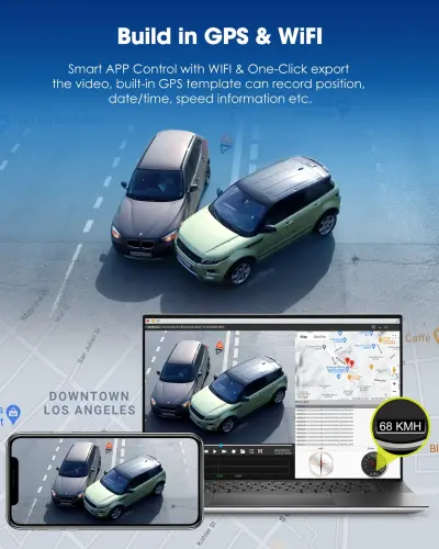 Toguard Dash Cam 4K Front and 4K Rear, TOGUARD Dash Camera Built-in WiFi GPS Voice Control 3.16