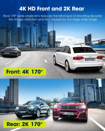 TOGUARD Dashcam Front and Rear, 4K+2.5K Dash Camera Support App with 5G WiFi&GPS,3.16