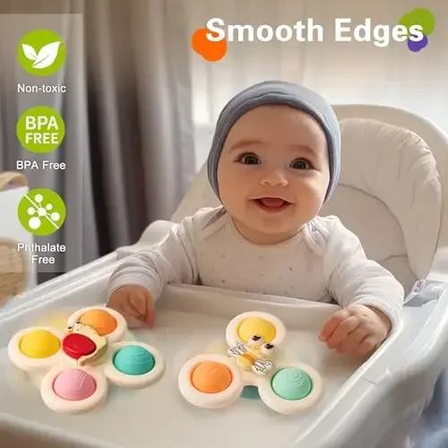 TOHIBEE 3-Piece Suction Cup Spinner Toys for 1-3 Year Old Boys & Girls - Spinning Sensory Toys for Toddlers 12-18 Months - First Birthday Gifts - TOHIBEE (1)