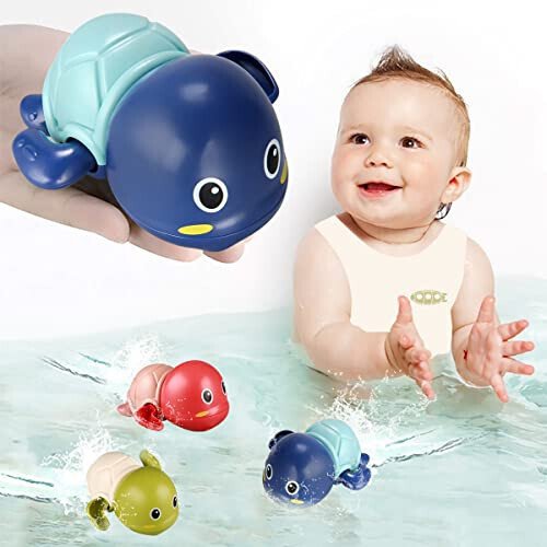 TOHIBEE Bath Toys, 3 Pack Cute Swimming Turtle Bath Toy for Toddlers 1-3, New Born Baby Bathtub Water Toys, Preschool Toddler Pool Toys 