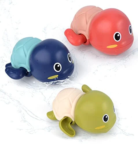 TOHIBEE Bath Toys, 3 Pack Cute Swimming Turtle Bath Toys for Toddlers 1-3, Floating Wind Up Toys for 1 Year Old Boy Girl, New Born Baby Bathtub Water Toys, Preschool Toddler Pool Toys - 7