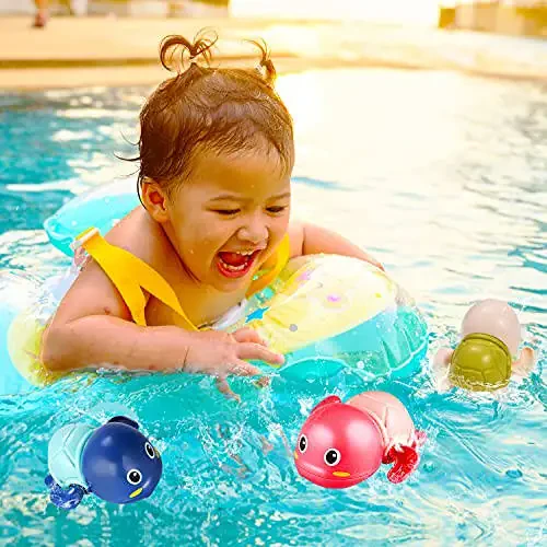 TOHIBEE Bath Toys, 3 Pack Cute Swimming Turtle Bath Toys for Toddlers 1-3, Floating Wind Up Toys for 1 Year Old Boy Girl, New Born Baby Bathtub Water Toys, Preschool Toddler Pool Toys - 8