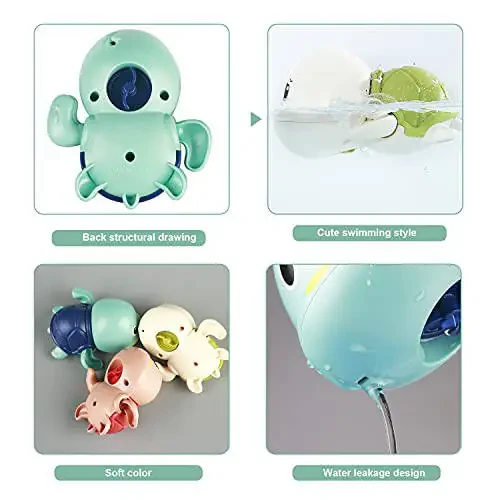 TOHIBEE Bath Toys, 3 Pack Cute Swimming Turtle Bath Toys for Toddlers 1-3, Floating Wind Up Toys for 1 Year Old Boy Girl, New Born Baby Bathtub Water Toys, Preschool Toddler Pool Toys - 10