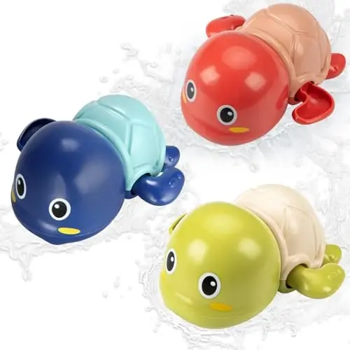 TOHIBEE Bath Toys, 3 Pack Cute Swimming Turtle Bath Toys for Toddlers 1-3, Floating Wind Up Toys for 1 Year Old Boy Girl, New Born Baby Bathtub Water Toys, Preschool Toddler Pool Toys - 3