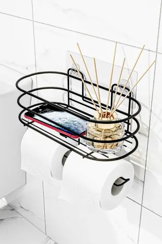 Toilet Paper Holder Adhesive Toilet Paper Tissue Box Holder Toilet Paper Organizer Bathroom Organizer - 1
