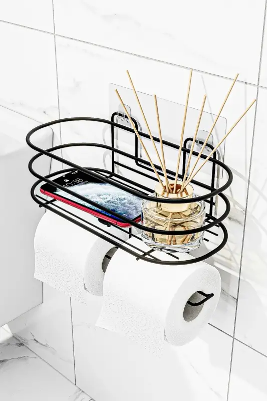 Toilet Paper Holder Adhesive Toilet Paper Tissue Box Holder Toilet Paper Organizer Bathroom Organizer - 1