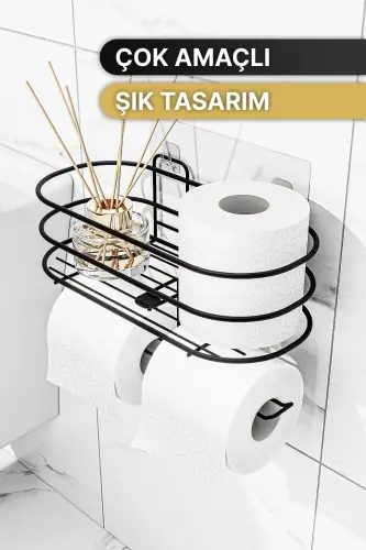 Toilet Paper Holder Adhesive Toilet Paper Tissue Box Holder Toilet Paper Organizer Bathroom Organizer - 4