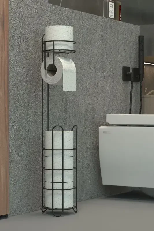 Toilet Paper Holder Toilet Paper Holder with Spare Metal Toilet Paper Stand Holder Hanger - 2