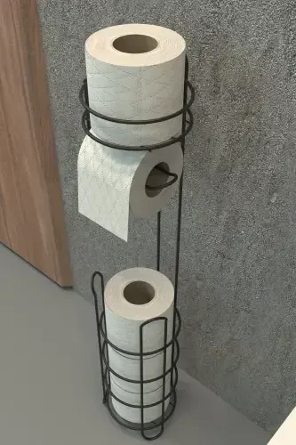 Toilet Paper Holder Toilet Paper Holder with Spare Metal Toilet Paper Stand Holder Hanger - 3