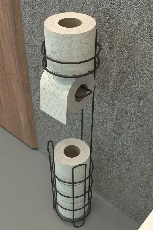 Toilet Paper Holder Toilet Paper Holder with Spare Metal Toilet Paper Stand Holder Hanger - 3