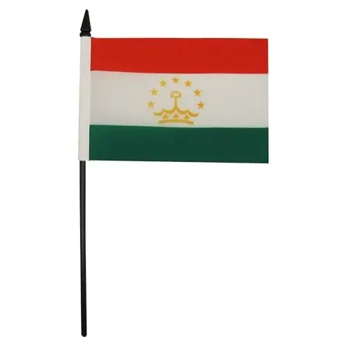 Tojikiston stol bayrog'i 4'' x 6'' - Tojikiston stol bayrog'i 15 x 10 sm. - Qora plastik tayoq va taglik - AZ FLAG - 2