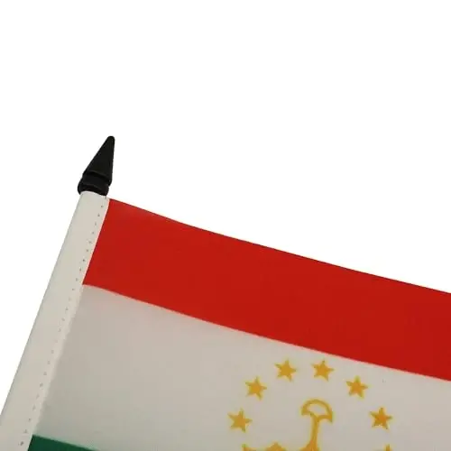 Tojikiston stol bayrog'i 4'' x 6'' - Tojikiston stol bayrog'i 15 x 10 sm. - Qora plastik tayoq va taglik - AZ FLAG - 4
