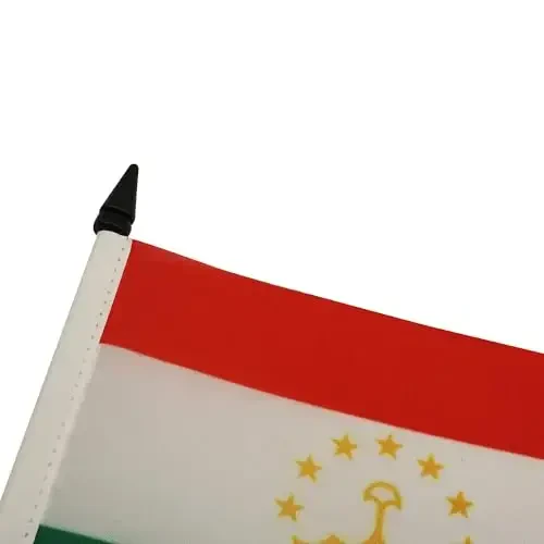 Tojikiston stol bayrog'i 4'' x 6'' - Tojikiston stol bayrog'i 15 x 10 sm. - Qora plastik tayoq va taglik - AZ FLAG - 4
