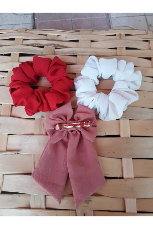 TOKA 3'LI SET-qizil oq tirik gul quritilgan - 1