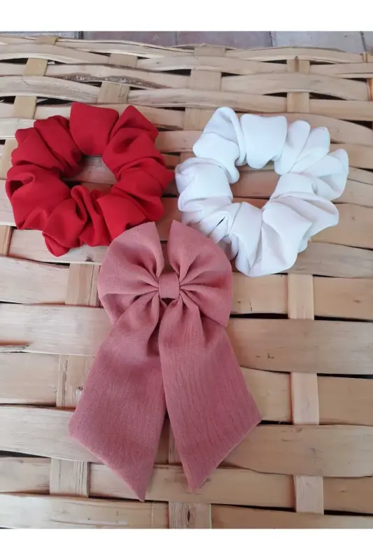 TOKA 3'LI SET-qizil oq tirik gul quritilgan - 2