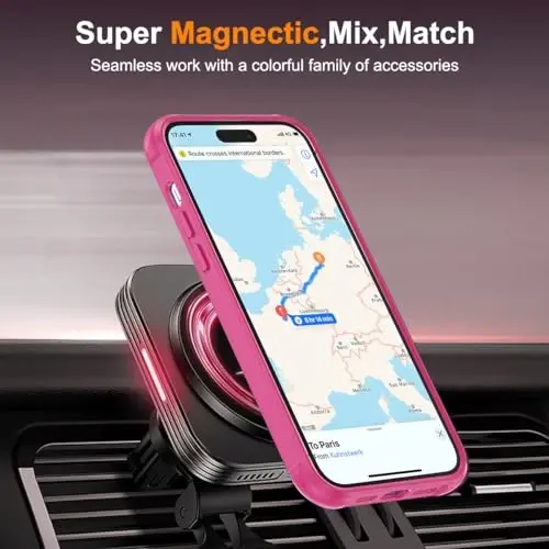 TOKVANZ Designed for iPhone 11 Pro Max Case with 360° Rotatable Magnetic Ring Stand [Compatible Mag-Safe] [Military Grade Protection] Translucent Matte Phone Cases for Women Men 6.5'', Rose Red - 5
