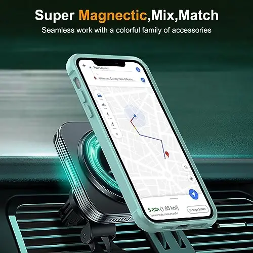 TOKVANZ iPhone 11 Pro Max uchun 360° aylanuvchi magnitli halqali stendli g'ilof [Mag-Safe mos] [Harbiy darajadagi himoya] Ayollar va erkaklar uchun shaffof matli telefon g'iloflari 6,5'', Yashil - 5