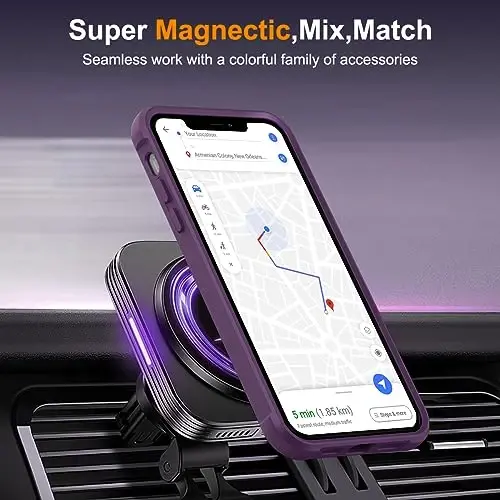 TOKVANZ iPhone 11 Pro Max uchun mo'ljallangan g'ilof 360° aylanadigan magnit halqali stend bilan [Mag-Safe mos] [Harbiy darajadagi himoya] Ayollar va erkaklar uchun yarim shaffof matli telefon g'iloflari 6,5'', binafsha - 5