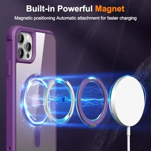 TOKVANZ Designed for iPhone 12 Pro Max/13 Pro Max Case with 360°Rotatable Magnetic Ring Stand [Compatible Mag-Safe] [Military Grade Protection] Translucent Matte Phone Case for Women 6.7