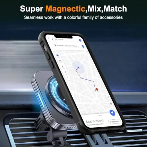 TOKVANZ iPhone 12 Pro Max/13 Pro Max uchun 360° aylanuvchi magnit halqali stendli g'ilof [Mag-Safe bilan mos] [Harbiy darajadagi himoya] Ayollar uchun yarim shaffof matli telefon g'ilofi 6.7