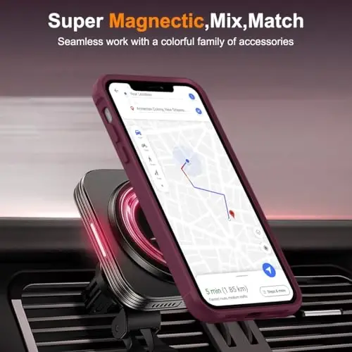 TOKVANZ iPhone 12 Pro Max/13 Pro Max uchun mo'ljallangan g'ilof 360° aylanadigan magnit halqali stend bilan [Mag-Safe mos] [Harbiy darajadagi himoya] Shaffof mat ayollar uchun telefon g'ilofi 6.7