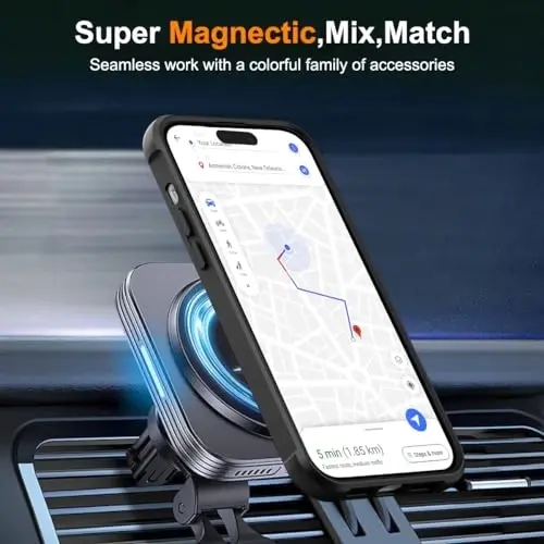 TOKVANZ iPhone 14 Pro Max uchun 360° aylanuvchi magnit halqali stendli [Mag-Safe mos] [Harbiy darajadagi himoya] yarim shaffof matli telefon g'iloflari ayollar va erkaklar uchun 6.7'', Qora - 5
