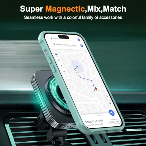 TOKVANZ Designed for iPhone 15 Pro Case with 360° Rotatable Magnetic Ring Stand [Compatible Mag-Safe] [Military Grade Protection] Translucent Matte Phone Cases for Women Men 6.1'', Green - 5