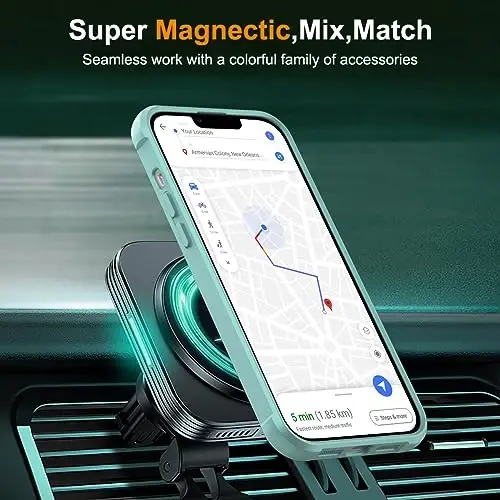 TOKVANZ Designed for iPhone 15 Pro Max Case with 360° Rotatable Magnetic Ring Stand [Compatible Mag-Safe] [Military Grade Protection] Translucent Matte Phone Cases for Women Men 6.7'', Green - 5