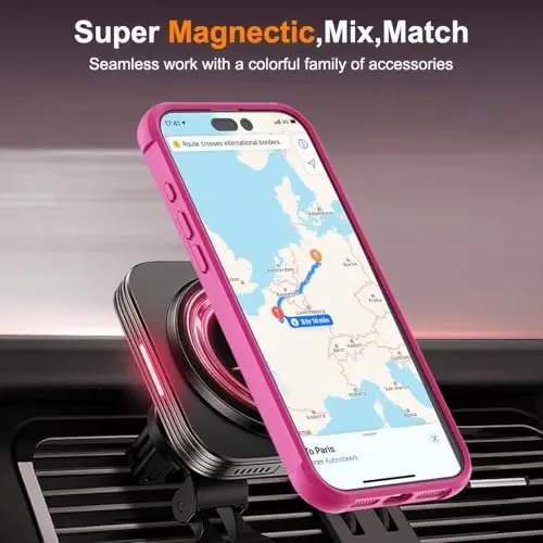 TOKVANZ iPhone 16 Pro Kılıfı 360° Dönebilen Manyetik Halkalı Stand [Mag-Safe Uyumlu] [Askeri Sınıf Koruma] Kadın Erkek için Yarı Saydam Mat Telefon Kılıfları 6.3'', Gül Kırmızısı - 5